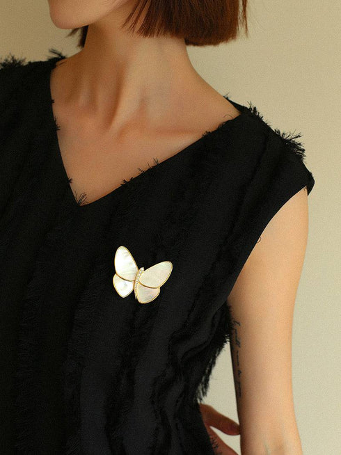 Butterfly Colorful Mother of Shell Brooch - House Of Pearls